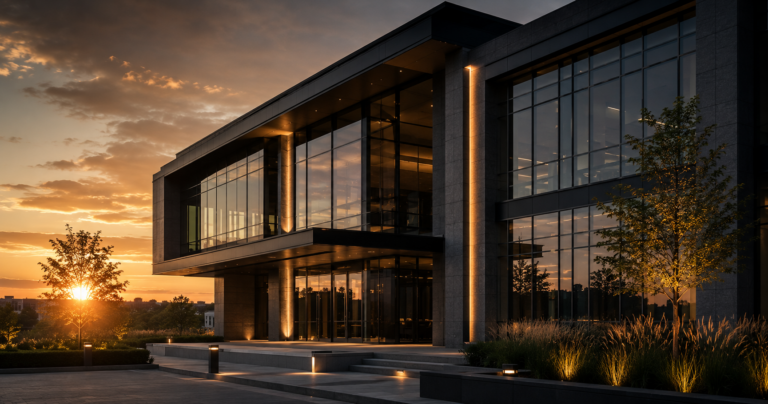 Modern commercial building representing a coordinated commercial insurance program for a growing business.