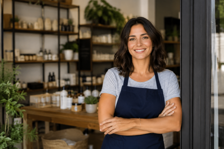 A Utah small business owner working confidently inside their shop